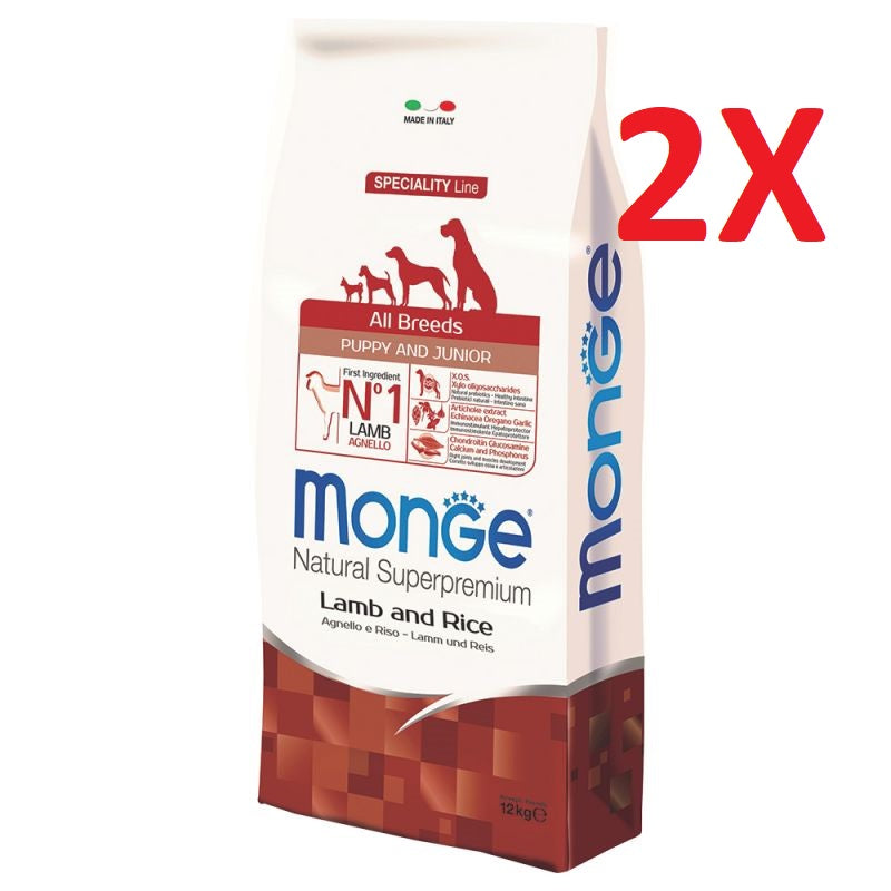Monge Natural Superpremium Puppy Junior Agnello e Riso 12 kg - 2 Sacchi Monge Natural Superpremium Puppy Junior Agnello e Riso 12 kg - 2 Sacchi